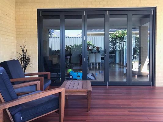 Portes en aluminium pliable avec revêtement en poudre en verre unique / double vitrage
