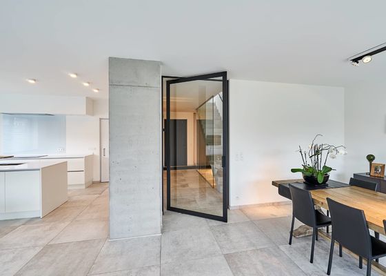Porte en aluminium noir et blanc à double vitrage
